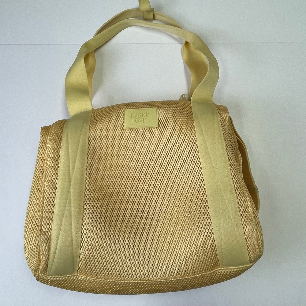 Dagne Dover Landon Carryall Mesh Duffel Bag Yellow Medium Travel Gym Tote - Picture 2 of 16